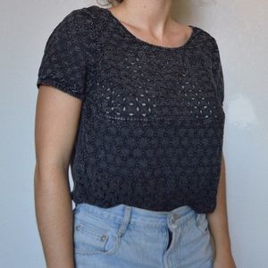 American Eagle Outfitters Vintage Grey Lace Top